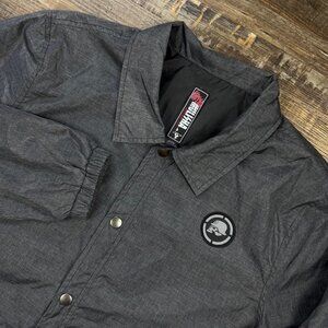 Metal Mulisha Mens XL Overdrive Nylon Snap Front Coaches Jacket Gray